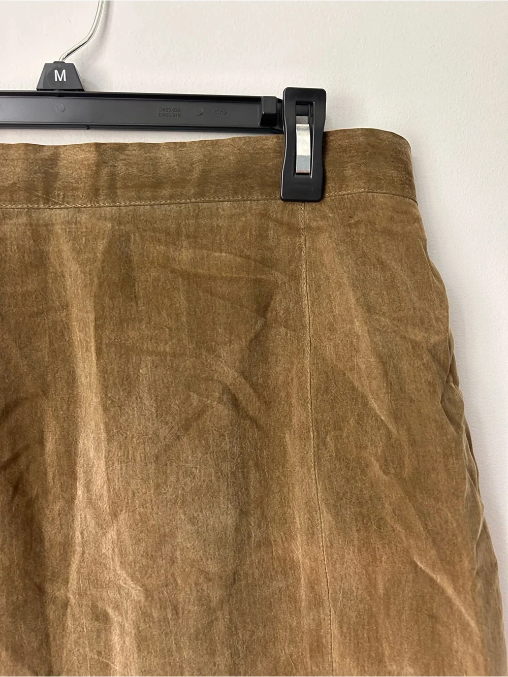Vtg Ellen Figg 12P Petite Suede Olive Green Brown Mini Pencil Straight Skirt